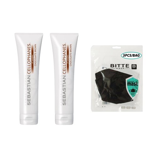 CELLOPHANES Chocolate Brown, Color Revitalizer with A3 Complex (Chocolate Brown - 10.1 oz / 300 ml) (2pack) w/face mask