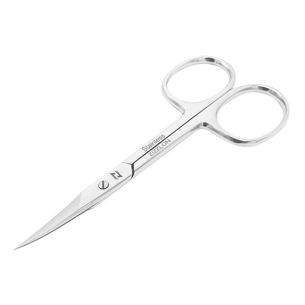 ZIZZLON Cuticle Scissors Extra Fine Curved Stainless Steel Eyebrow Scissors, Professional Grooming Scissors for Beard, Nose Hair, Eyelash, Mustache, Dry Skin - Manicure Scissors