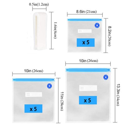 Vacuum Sealer Zipper Bags Sous Vide bags for food BPA Free Reusable Resealable with Air Valve Double Layers Food Storage 3 Sizes15 Pcs