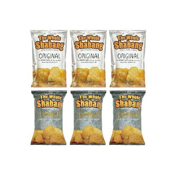 The Whole Shabang Potato Chips - 6 oz. Bags (Variety Pack of 6) (3 Original, 3 Extreme)