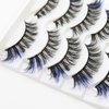 DAODER False Eyelashes Colored Lashes Fluffy Wispy with Blue Color 14mm~16mm Medium C Curl Full Volume 3D Natural Fake Lashes Soft Reusable 5 Pairs (Blue on End)