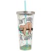 Spoontiques - Glitter Filled Acrylic Tumbler - Glitter Cup with Straw - 20 oz - Stainless Steel Locking Lid with Straw - Double Wall Insulated - BPA Free - Sloth