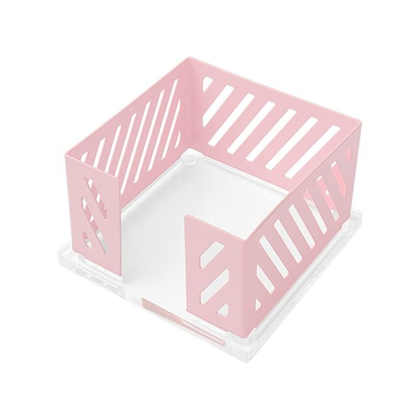 Office Memo Holders Notepad Holder 3.5 x 3.5Inch Memo Pad Cube Dispenser Acrylic Base Pink Metal Mesh Sticky Note Holder for Desk Home Office Supplies…