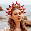 Catery Flame Headband Halloween Flame Fire Headbands Flame Crown Headdress Goddess Halo Crown Headpiece Party Costume Festival Hair Accessories for Women and Girls