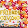 Friendsgiving Party Decorations Balloon Garland Arch Kit Burgundy Orange with Friends Giving Balloons Maple Leaves for Fall Thanksgiving Day Party Supplies