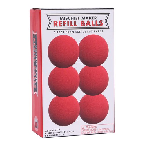 Mighty Fun! Mischief Maker® Toy Slingshot Foam Balls Refill Pack - Made from EVA Foam - Colorful Soft Foam Balls for Sling Shot Toys - Boys and Girls Indoor & Outdoor Fun Game for Kids Play (Red)
