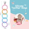 Ainiv Silicone Baby Teether Links, Cutie Baby Teething Toys with Pacifier Clip, Multi Use Baby Teether Rings, Food Grade Silicone Attachable Teether Chew for Newborn Infant Baby Gift, Color 4