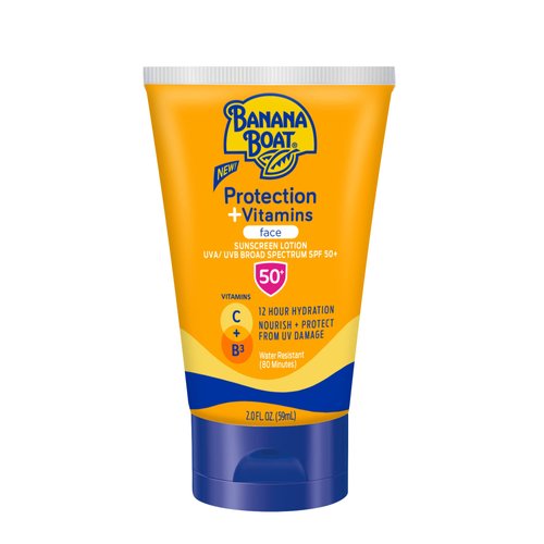 Banana Boat Protection + Vitamins Sunscreen for Face SPF 50 | Travel Size Sunscreen with Vitamin C & Niacinamide for Face | Banana Boat Fragrance-Free Face Sunscreen with Niacinamide, 2 oz.