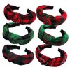 KizBruo 6PCs Christmas Knotted Plaid Headbands Fashion Vintage Turban Green Hair Band Retro Wide St. Patrick's Day Headband for Women Girl Christmas Hair Accessories (D-6PCs)