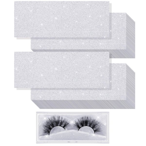 Blulu 50 Pieces Lash Box Internal Glitter Background Paper Rectangle Glitter Cardstock for False Eyelashes Storage Box lashes Case Holder Makeup Cosmetic Container, No Eyelashes Box