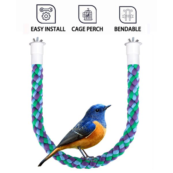 2Pcs 21’’Bird Rope Perches,Bendable Climbing Standing Chew Cage Toys Unique&Simulate Natural Color Parrot Toys for Small to Regular Size Birds