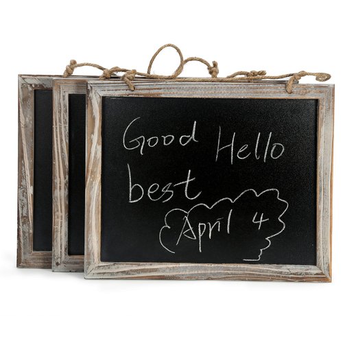 California CADE Electronic Chalk Board - 8" x 9" Hanging Chalkboard Sign- Pack of 3 Vintage Framed Kitchen Chalkboard-Decorative Chalkboard for Rustic Wedding Signs, Kitchen Pantry & Wall Decor