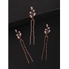 fxmimior 3 PCS Bridal Women Vintage Wedding Party Hair Pins Crystal Hair Accessories (rose gold)