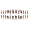MISUD Press on Nails Medium Almond Fake Nails Glossy Glue on Nails Gold Chrome Acrylic Nails Stiletto Artificial Nails Swirl Star Sun Stick on False Nails with Design 24 pcs
