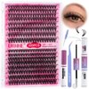 URNNE DIY Lash Extension Kit, 9-16mm Mix 30D 40D Eyelash Extensions Kit, 320pcs Individual Eyelash Clusters, Lash Clusters Kit with Bond and Seal, Remover, Tweezers