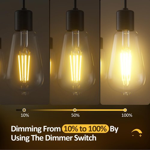 Dimmable Edison LED Bulbs 60 Watt Equivalent, 6W, Antique E26 LED Bulb 60 Watt Clear Light Bulbs, 2700K Soft Warm White Light LED Bulbs ST64 with 750LM, CRI 85+, E26 Medium Base,12Packs