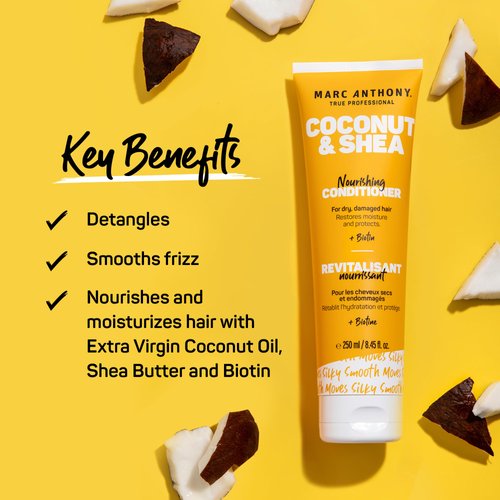Marc Anthony Volumizing Conditioner with Coconut Oil & Shea Butter - Nourishing & Hydrating Haircare with Biotin for Dry & Damaged Hair - Restore Moisture & Protects Hair - Paraben & Sulfate Free