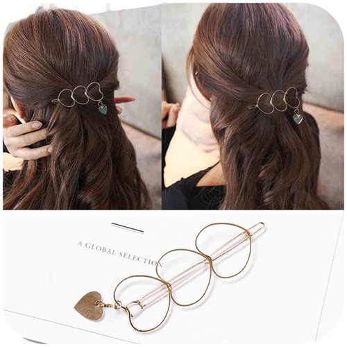 Yheakne Boho Love Heart Hair Clip Barrette Gold Hollow Hair Barrette Hairpin Metal Geometry Hair Clip Minimalist Bobby Pin Modern Hair Accessories for Women and Girls (Heart)