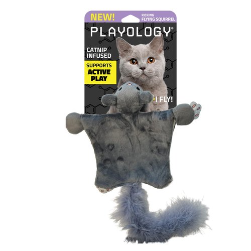 Playology Cat Toy Flying Squirrel | Fuzzy Plush Toy Flies Through The Air | Interactive Fun with ...