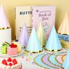 Fairooth 24 Pcs Pastel Birthday Party Hats Colorful Cone Birthday Hats Rainbow Cone Paper Hats with Elastic String for Birthday Baby Shower Bridal Wedding Party Supplies