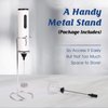FoodVille MF05 Rechargeable Milk Frother USB Charging Handheld Foam Maker with Stainless Balloon Whisk for Cappuccino, Latte, Bulletproof Coffee, Keto Diet, Protein Powder, Matcha (White with Stand)