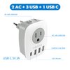 [2-Pack] European Travel Plug Adapter, VINTAR International Power Plug Adapter with 1 USB C, 2 American Outlets and 3 USB Ports, 6 in 1 Travel Essentials to Most of Europe Greece, Italy(Type C)