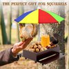 Squirrel Feeder with Umbrella, Metal Squirrel Feeders for Outside with Corn Cobs, Durable Squirrel Feeder Picnic Table with Solid Structure, Funny Chipmunk Feeder for Corn Peanuts (Brown)