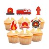 12 Pcs Fire Truck Cupcake Toppers, Firetruck Theme Birthday Baby Shower Party Decorations, Fireman Birthday Decors, Fire Engine Rescue Theme Party for Kids