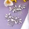 Isslly 2PCS Silver Bridal Hair Side Combs, Clear Rhinestones Metal Hair Combs, Wedding Crystal Hair Clips for Women, Girls, Brides for Parties, Prom