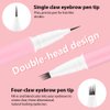 evpct Kaely 1Pcs Midium Brown Magic Microblading Dual-Ended Eyebrow Contouring Pen Brow Pencil, with 4 Brush Micro-Fork-Tips Applicator and Precise Brush-Tip Hair Like Stroke, Dual-ended Eyebrow Brush