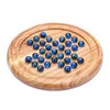 Ajuny Handcrafted Wooden Solitaire Board Game, Classic Round Design with 33 Marbles, 9x9 Inch – Strategic Mind Game for All Ages