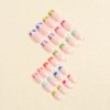 MISUD Press on Nails Short Square Fake Nails Colorful French Tip Acrylic Nails Glossy Glue on Nails Summer Squoval Artificial Nails Rainbow Edge Stick on False Nails with Design 24 pcs