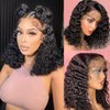 Deep Wave Lace Front Wigs Human Hair 180% Density Curly Lace Frontal Wigs Human Hair Wigs for Black Women HD Transparent Wet and Wavy Glueless Wigs Human Hair Pre Plucked with Baby Hair (14inch)
