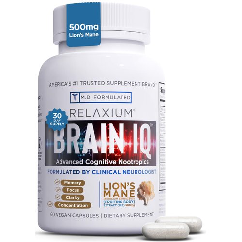 BrainIQ Nootropic Brain Supplements for Memory and Focus | Memory Supplement for Brain Health | Cognitive Supplement & Memory Pill with Lion's Mane, L-threonine & Coffee Extract | Vegan, 60 Capsules