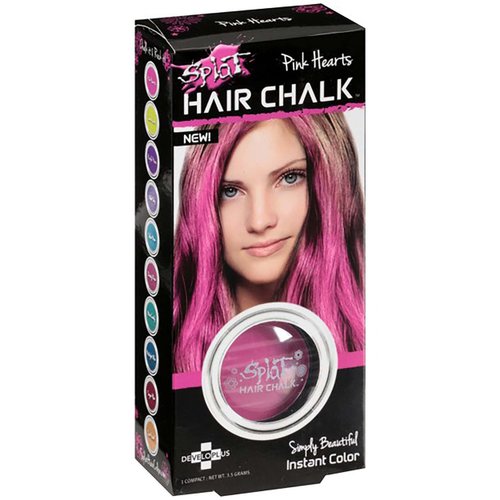 Splat Pink Hearts Hair Chalk, 1 Compact, Temporary Hair Color Glides on Easily for Fun Pops of Color, Washable Hair Color Chalk Shampoos Out, Cruelty Free & Vegan