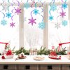 Clabby 48 Pcs Christmas Winter Snowflake Hanging Swirls Decorations Snowflakes Hanging Ceiling Streamers Glittery Snowflakes Ornament for Christmas Winter Snowflake Party Birthday Party