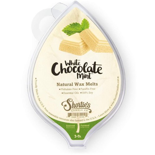 Shortie's Candle Company White Chocolate Mint Natural Soy Wax Melts - 1 Highly Scented 3 Oz. Bar - Made with 100% Soy and Essential Fragrance Oils - Phthalate & Paraffin Free, Vegan, Non-Toxic