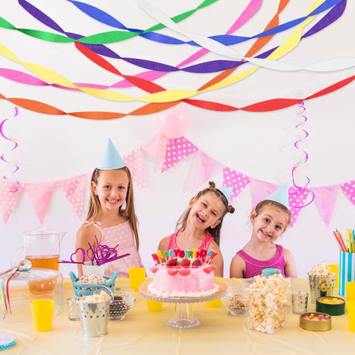 PIGETALE Crepe Paper Streamers 8 Rolls 656ft, Pack of Rainbow Assorted Colored Party Streamers for Party Backdrop Birthday Baby Shower Wedding Decorations DIY Art Craft Supplies (1.8Inch x 82Ft/Roll)