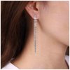 Sttiafay Vintage Rhinestone Chandelier Drop Earrings Long Crystal Chain Earrings Silver Tennis Chain Tassel Earrings Shine Cz Dangle Earrings Jewelry for Women