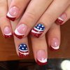 4th of July Press on Nails Short Square Fake Nails Independence Day False Nails Glitter American Flag Designs French Tips Acrylic Nails Glue on Nails 4th of July Nail Art Decoration Accessories