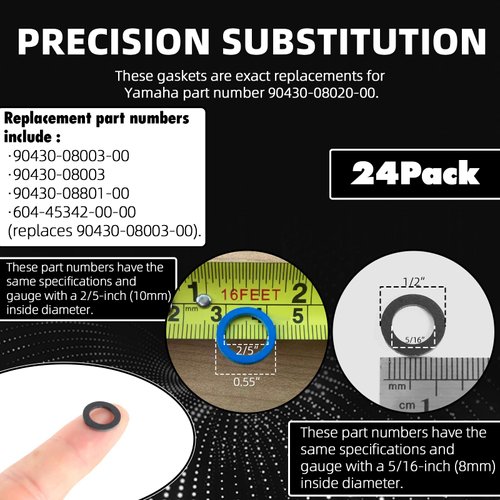 (24-Pack, Blue&Black) Replacement for Yamaha 90430-08020-00, 90430-08003-00 Lower Gear Case Oil Drain Gasket Replacement Mercury Marine Drain Screw Gasket Lower Unit Seals for 3/8"-16 Drain Fill Screw