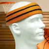 Couver HB799 Long Thick Wider Orange Basketball Headband Terry Cloth with 2 Black Stripes, 1 Piece