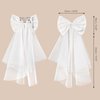 SWEETV Bridal Hair Bow Veil White Bow Clip Bachelorette Party Decorations Pearl Accessories Bride to Be Bridal Shower Gift