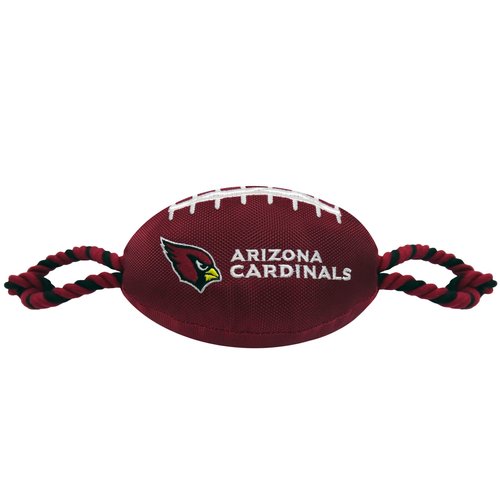 Pets First NFL Arizona Cardinals Football Dog Toy, Tough Quality Nylon Materials, Strong Pull Ropes, Inner Squeaker, NFL Team Color