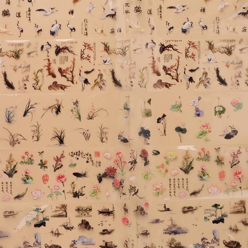 XEAOHESY 10 Rolls Traditional Chinese Style Nail Foil Transfer Stickers Plum Orchid Bamboo Ink Painting Pattern Nail Foil Sheets Transfer Foils Stickers Classical Nail Art Decorations Nail Supplies