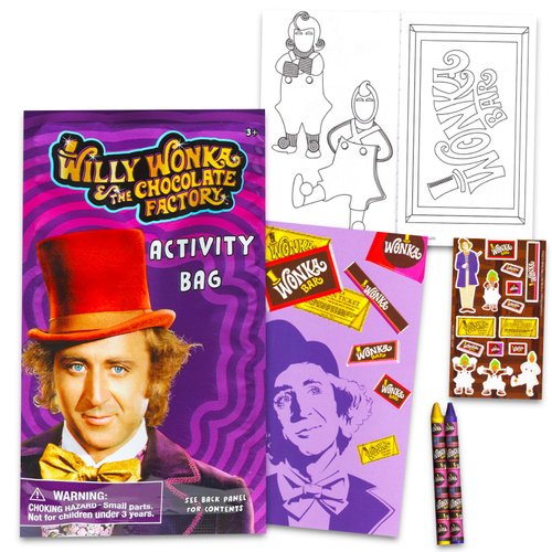 Willy Wonka Birthday Party Favors Set - Bundle with 24 Willy Wonka Charlie and the Chocolate Factory Play Packs | Mini Coloring Books, Stickers, and More for Goodie Bags | Wonka Party Supplies