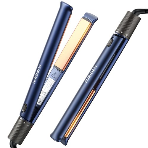 FURIDEN Hair Straightener and Curler 2 in 1, Flat Iron Curling Iron in One, Hair Straightener for Thick Hair and Curly Hair, Long-Last | Defined Curls(Dark Midnight Blue)