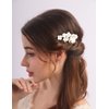 Teyglen Flower Bride Wedding Hair Comb Bridal Flower Hair Piece Floral Headpieces for Bride White Flower Hair Comb Clip Wedding Hair Accessories for Women Bridesmaid Flower Girl (Silver)