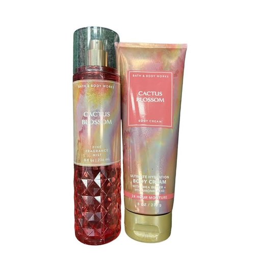 Bath and body Lotion, Perfume Mist, Shower Gel Fragrance Collection (Cactus Blossom Mist and Shea Set, 2 pc set)