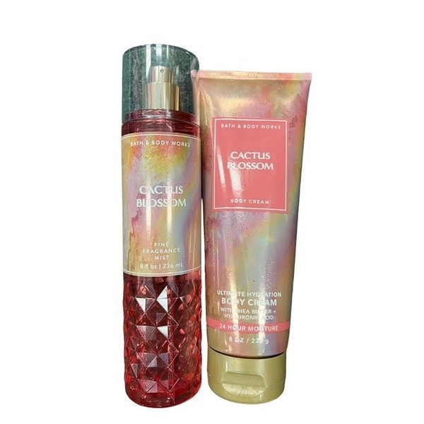 Bath and body Lotion, Perfume Mist, Shower Gel Fragrance Collection (Cactus Blossom Mist and Shea Set, 2 pc set)